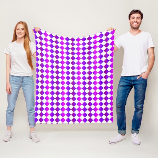 Lila rosa weißes Schachbrett Diamantmuster Fleecedecke (Beispiel)