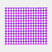 Lila rosa weißes Schachbrett Diamantmuster Fleecedecke (Vorderseite (Horizontal))