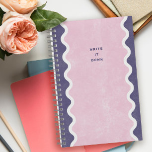 Lila Rosa Wellenlinien Spiral Journal Notizbuch