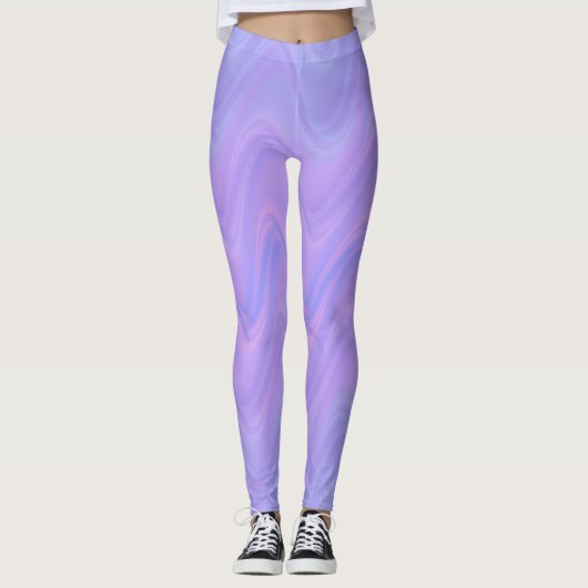 Lila Rosa Wellenlinienmuster Leggings (Vorderseite)