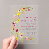 Lila Rosa-Wild-Orchideen-Blume-Wreath-Hochzeit Acryleinladungen (Insitu (Handheld))