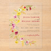 Lila Rosa-Wild-Orchideen-Blume-Wreath-Hochzeit Acryleinladungen (Vorderseite)