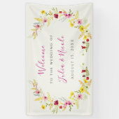 Lila Rosa-Wild-Orchideen-Blume-Wreath-Hochzeit Banner (Vertikal)