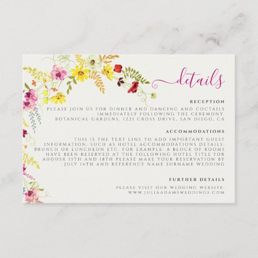 Lila Rosa-Wild-Orchideen-Blume-Wreath-Hochzeit Begleitkarte (Vorderseite)