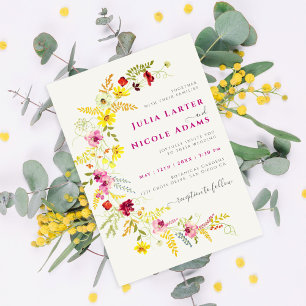 Lila Rosa-Wild-Orchideen-Blume-Wreath-Hochzeit Einladung