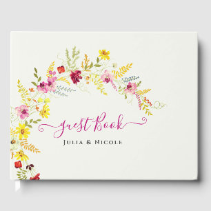 Lila Rosa-Wild-Orchideen-Blume-Wreath-Hochzeit Gästebuch