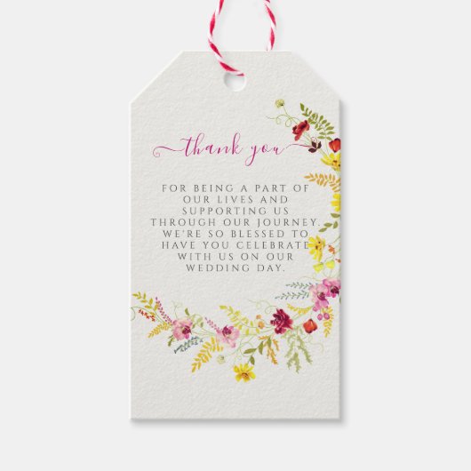 Lila Rosa-Wild-Orchideen-Blume-Wreath-Hochzeit Geschenkanhänger (Vorderseite)