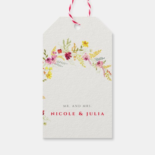 Lila Rosa-Wild-Orchideen-Blume-Wreath-Hochzeit Geschenkanhänger (Rückseite)