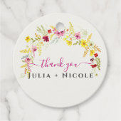 Lila Rosa-Wild-Orchideen-Blume-Wreath-Hochzeit Geschenkanhänger (Vorderseite)