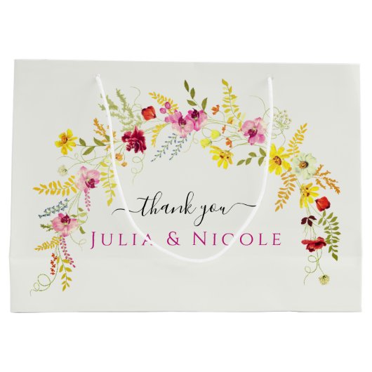 Lila Rosa-Wild-Orchideen-Blume-Wreath-Hochzeit Große Geschenktüte (Rückseite)