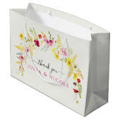 Lila Rosa-Wild-Orchideen-Blume-Wreath-Hochzeit Große Geschenktüte (Rückseite Schrägansicht)