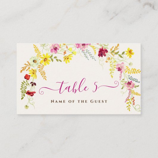 Lila Rosa-Wild-Orchideen-Blume-Wreath-Hochzeit Platzkarte (Rückseite)