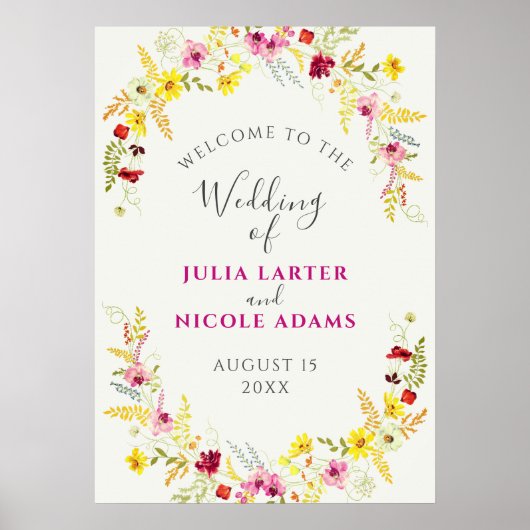 Lila Rosa-Wild-Orchideen-Blume-Wreath-Hochzeit Poster (Vorne)