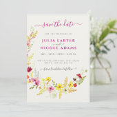 Lila Rosa-Wild-Orchideen-Blume-Wreath-Hochzeit Save The Date (Stehend Vorderseite)