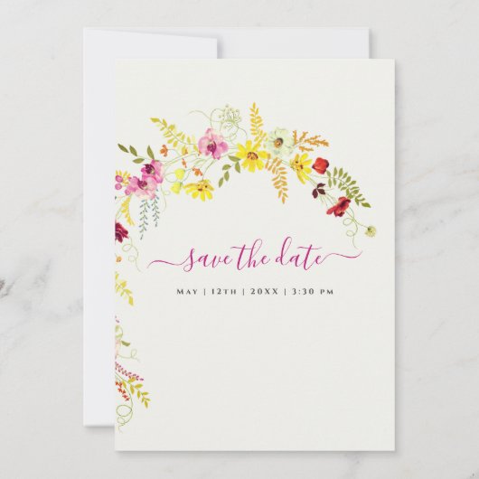 Lila Rosa-Wild-Orchideen-Blume-Wreath-Hochzeit Save The Date (Rückseite)