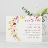 Lila Rosa-Wild-Orchideen-Blume-Wreath-Hochzeit Save The Date (Stehend Vorderseite)