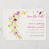 Lila Rosa-Wild-Orchideen-Blume-Wreath-Hochzeit Save The Date (Vorne/Hinten)