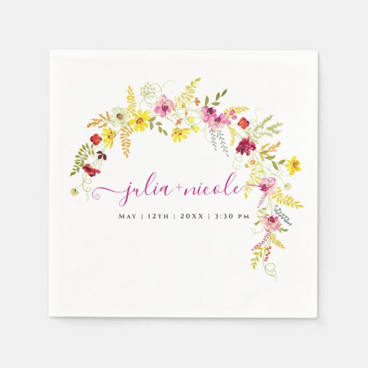 Lila Rosa-Wild-Orchideen-Blume-Wreath-Hochzeit Serviette (Vorderseite)