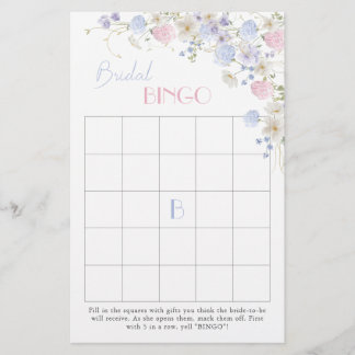 Lila rosa Wildblumen Brautparty Bingo Game