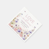 Lila Rosa Wilde Blume Schmetterlinge Liebe in Blüt Serviette (Ecke)