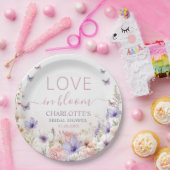 Lila Rosa Wilde Blumen Schmetterlinge Liebe in Blü Pappteller (Party)