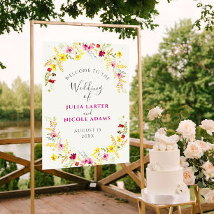 Lila Rosa Wilde Orchideen Blumen Kranz Hochzeit Poster