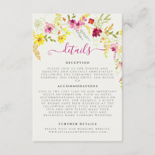 Lila Rosa Wilde Orchideen-Blumenkranz Hochzeit Begleitkarte