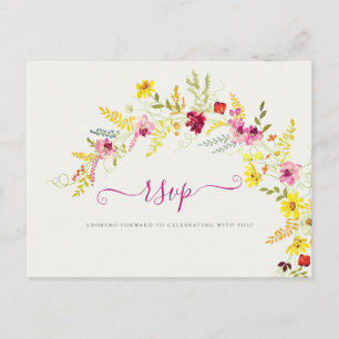 Lila Rosa Wilde Orchideen-Blumenkranz Hochzeit Postkarte