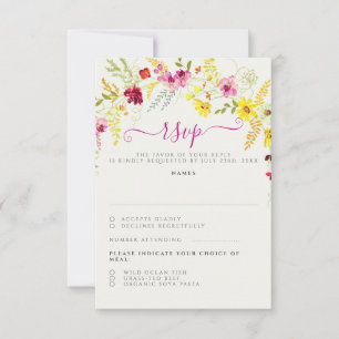 Lila Rosa Wilde Orchideen-Blumenkranz Hochzeit RSVP Karte