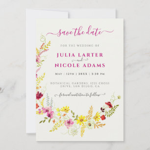 Lila Rosa Wilde Orchideen-Blumenkranz Hochzeit Save The Date
