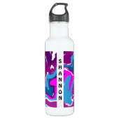 Lila, rosa Wirbel Fluid Art Personalisiert Edelstahlflasche (Vorderseite)