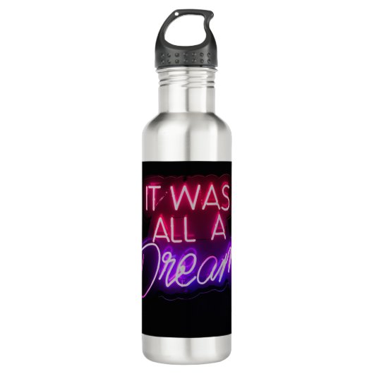 Lila-rosa Wortgrafik Es war alles ein Traumzeichen Edelstahlflasche (Vorderseite)