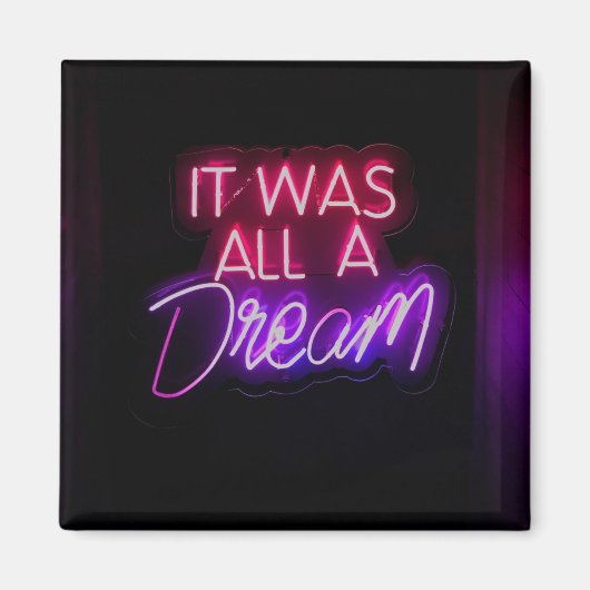 Lila-rosa Wortgrafik Es war alles ein Traumzeichen Magnet (Vorne)