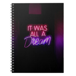 Lila-rosa Wortgrafik Es war alles ein Traumzeichen Notizblock