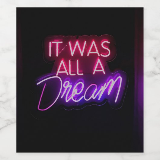 Lila-rosa Wortgrafik Es war alles ein Traumzeichen Weinetikett (Einzelnes Label)