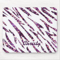 Lila rosa Zebra Print Glitzer Mouse Pad