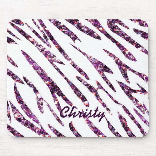 Lila rosa Zebra Print Glitzer Mouse Pad Mousepad (Vorne)