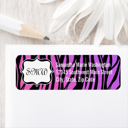 Lila/rosa Zebra Streifen Monogramm (Insitu)