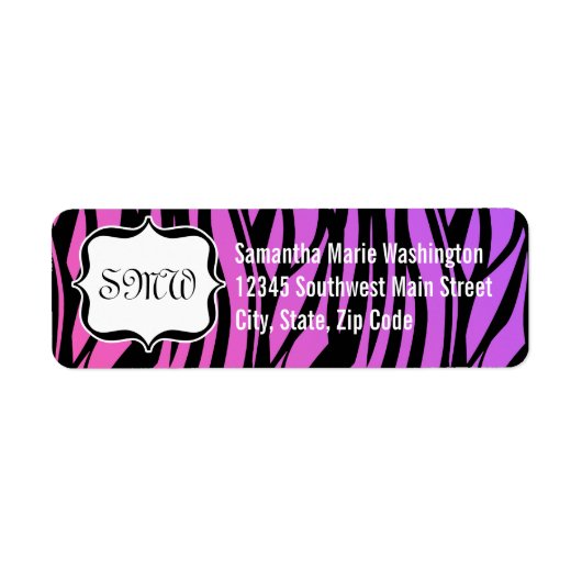 Lila/rosa Zebra Streifen Monogramm (Vorne)