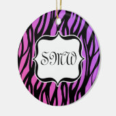 Lila/rosa Zebra Streifen Monogramm Keramikornament (Links)