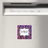 Lila/rosa Zebra Streifen Monogramm Magnet (In Situ (Geschirrspüler))