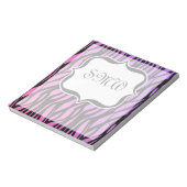 Lila/rosa Zebra Streifen Monogramm Notizblock (Rotiert)
