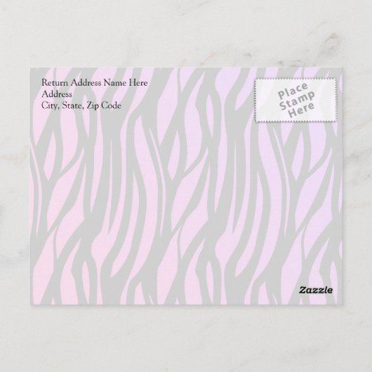Lila/rosa Zebra Streifen Monogramm Postkarte (Rückseite)
