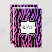 Lila/rosa Zebra Streifen Monogramm RSVP Karte (Vorne/Hinten)