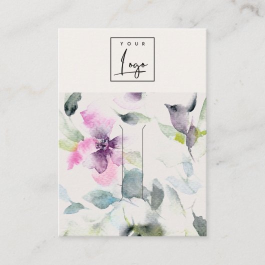 Lila, rosafarbene, florale Logo-Hairclip-Button-In Visitenkarte (Vorderseite)