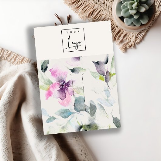 Lila, rosafarbene, florale Logo-Hairclip-Button-In Visitenkarte