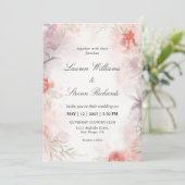 Lila rosafarbene Floraliner Flora Einladung (Stehend Vorderseite)