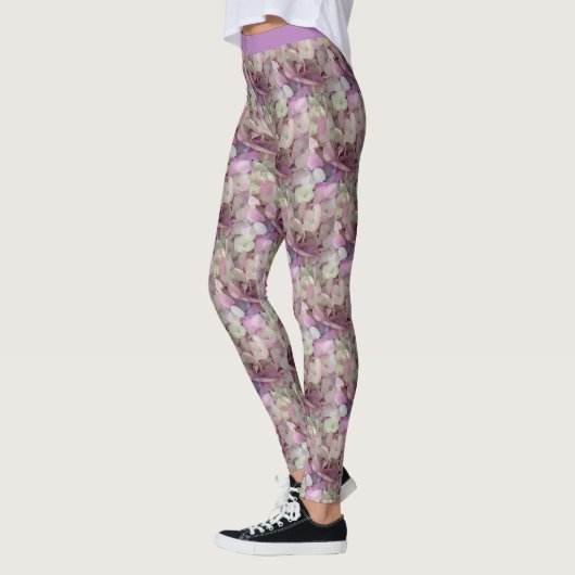 Lila, rosafarbene Hydrangea-Blume - Blumenkohl Leggings (Links)
