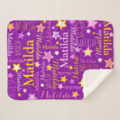 Lila, rosafarbene Mädchen geben Sternenmuster Sherpadecke (Vorderseite (Horizontal))