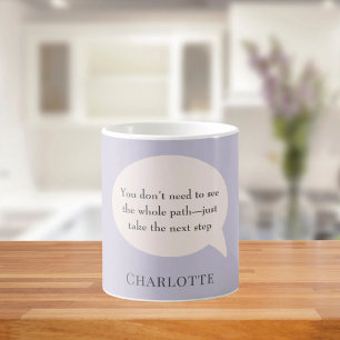 Lila rosafarbener inspirierender Ziel-Zitat Kaffeetasse